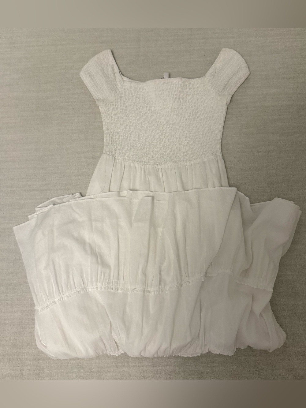 Lucy Paris Smocked White Maxi Dress